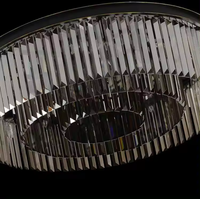 Lustre rond en cristal K9 transparent Zeal Lighting à hauteur réglable avec interrupteur, finition noire pour salon et hall