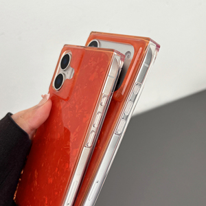 Coque de téléphone souple antichoc à motif coquille brillante et bords droits pour iPhone 17 16 15 14 13 Pro Max, couleur <span class=keywords><strong>orange</strong></span> vif - Product Image 3