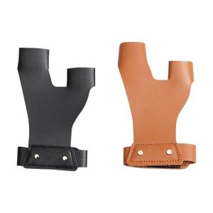 Gants de tir à l'arc en cuir avec protection de la paume pour les sports de tir, main gauche, conception à deux doigts, noir, unisexe, Ztc377 - Product Image 5