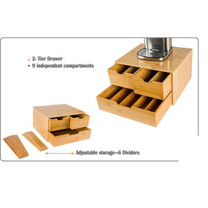 Support de tasse K en bambou Extra LARGE <span class=keywords><strong>pour</strong></span> comptoir, organisateur de tasse K à 2 niveaux, organisateur de sachet de thé en bambou, <span class=keywords><strong>Capsules</strong></span> <span class=keywords><strong>Nespresso</strong></span> - Product Image 3