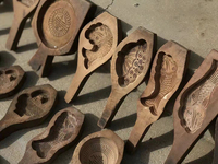 Accessoires de décoration murale de moule de gâteau de lune vintage en bois massif antique chinois