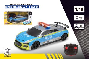 Coche de policía <span class=keywords><strong>Audi</strong></span> <span class=keywords><strong>R8</strong></span> LMS GT4 de función completa a escala 1:16 de 2,4G con licencia oficial y detalles realistas, vehículo de policía iluminado - Product Image 6