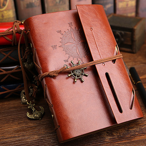 Japanese & Korean Retro Pirate Ship Loose-Leaf Notebook Creative Stationery Travel Diary Christmas Gift Set for Wholesale