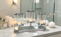 Porte-bougie Hurricane, élégant chandelier à tige haute, bougie pilier en option, taille et finition personnalisables pour table de mariage et décoration intérieure