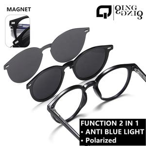 نظارات شمسية رجالية سوداء ريترو من TR90 مع إطارات بصرية مغناطيسية قابلة للتركيب، عدسات مستقطبة للقيادة 3 في 1 مضادة للضوء الأزرق وللقراءة البصرية 2025 2026 - Product Image 2