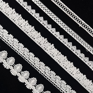 Adornos de encaje de algodón blanco de 1,5 cm de ancho a precio de fábrica, último bordado Floral, encaje químico, encaje decorativo para - Product Image 1