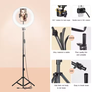 Anneau lumineux LED de 10 pouces pour selfie, lampe d'appoint photographique, support de téléphone trépied pour YouTube, TikTok, vidéo en direct - Product Image 6
