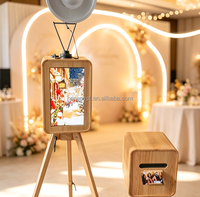 YPT Instant Print Photo Booth Kaca Tempered Bingkai Kayu Layar Sentuh 18,5" Kamera Smartphone iPad/DSLR Dilengkapi Wi-Fi