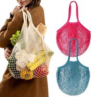 Sac fourre-tout en coton recyclé, personnalisé avec logo, minimaliste, pour fruits et légumes, tricoté, long, réutilisable, en maille, pour le marché