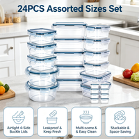 Ensemble de 24 contenants alimentaires en plastique sans BPA, résistants au congélateur, boîtes à lunch pour la cuisine, stockage de légumes et de fruits