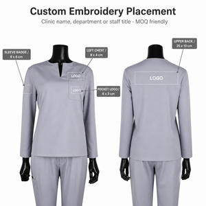 Conjuntos de Uniformes Médicos de Manga Larga con Cuello en V, Pantalones Rectos con Pliegues Altos, Uniforme de Enfermera, Resistente a las Arrugas, Uniformes de Hospital OEM - Product Image 6