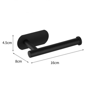 Ensemble d'accessoires de salle de bain noir mat, barre porte-serviettes murale, porte-rouleau de papier toilette, crochets, design minimaliste, protection contre la corrosion - Product Image 4