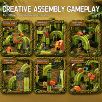 Circuit de course flexible Dinosaure à assembler soi-même, jouet STEM, ensemble de train électrique, blocs de construction magiques, jouets à emboîter en cube avec 3 pistes