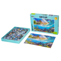 Puzzle de plage océanique 500 pièces Surf Is Up, emballage rigide, vente en gros, cadeau promotionnel, fournisseur OEM ODM