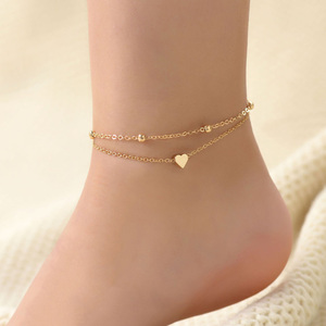 <span class=keywords><strong>Cavigliera</strong></span> Semplice a Cuore in <span class=keywords><strong>Argento</strong></span> e Oro per <span class=keywords><strong>Donna</strong></span>, Gioiello per il Piede in Vendita - Product Image 4