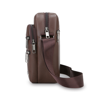 Mala de Laptop <span class=keywords><strong>Vintage</strong></span> Nova para Homens em Couro PU Fashionável Portátil Impermeável Bolsa Transversal com Fecho de Zíper para Negócios - Product Image 3