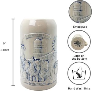 Essence of Europe Gifts Wine Stein Munich Beer Wagon Gres Taza 0,7 Litros Diseño moderno Uso para fiestas - Product Image 2