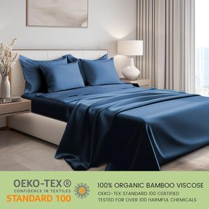 Cloudland viskon bambu levhalar donanma bambu yatak çarşafı s setleri 4 parça bambu viskon çarşaf setleri 400Tc - Product Image 3