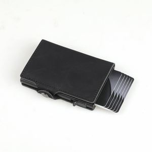 Siy193 Customized Logo <b>Leather</b> Credit Rfid Wallet Pop up Business Id Aluminum Name Card <b>Binder</b> Holder - Product Image 2