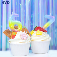 Bougies d'anniversaire numérotées dégradées arc-en-ciel 2026 (0-9) – Décoration de gâteau sans fumée, multicolores, pour fournitures de fête d'enfants