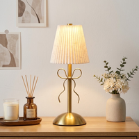 Lampe de table LED d'ambiance vintage avec nœud en dentelle et volants, 3 couleurs, tactile, à intensité variable, sans fil, rechargeable, pour chambre de fille