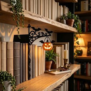 Luz LED Decorativa para Estantería con Diseño de Calabaza de Halloween y Murciélagos, para Rincón de Lectura, Iluminación Decorativa para Estantes - Product Image 1