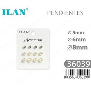 Orecchini a perla Ilan 5mm 6mm 8mm, borchie beige bianche con diamanti, accessori moda gioielli - Product Image 1
