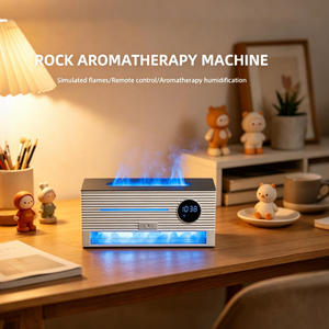 <span class=keywords><strong>Diffuseur</strong></span> d'arômes électrique portable en pierre de sel de cristal avec horloge-réveil <span class=keywords><strong>LED</strong></span> flamme et humidificateur, capacité 260 ml - Product Image 5