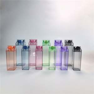 17Oz <b>Clear</b> Plastic Milk Carton Water Bottle Portable Square Juice Container for Outdoor Sports Travel Camping Parties - Product Image 6