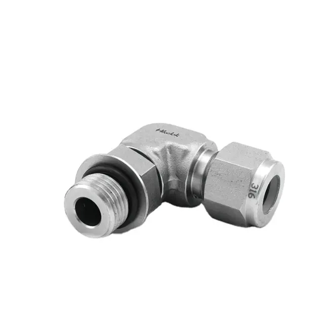 Hikelok Thép Không Gỉ Twin Đúp Ferrule Thiết Bị Đo Đạc Ống Phù Hợp Positionable NPT BSP Nam/Nữ Khuỷu Tay