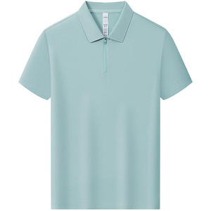 Camisa Polo Azul Marino de Manga Corta, Color Sólido, Algodón Transpirable, Uniforme de Trabajo, Uso Diario - Product Image 4