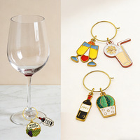 Breloques personnalisées en alliage de zinc pour verres à vin, motifs plantes et fleurs - Marqueurs et étiquettes de verres en vrac thermolaqués pour événements festifs, bars et dégustations de vins