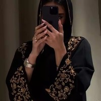 Ensemble Abaya 3 Pièces de Luxe Personnalisé en Chiffon de Polyester pour Femme Musulmane, Robe Hijab Brodé Or à Manches Longues – Vente en Gros Dubaï