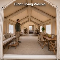 Tente de camping gonflable pour glamping en montagne, 3000 mm, imperméable, installation automatique, durable