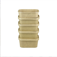 Boîtes à bento carrées en papier kraft durci épaissi écologique personnalisé emballage jetable pour fruits restauration rapide classique