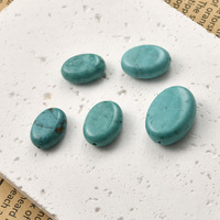5 perles ovales plates vintage en turquoise, perles géométriques en pierres précieuses, breloques intercalaires à trou droit pour la fabrication de bijoux et d'artisanat DIY