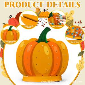 Expositor de Dulces de Madera Creativo con Forma de Calabaza, Centro de Mesa Redondo para Halloween, Soporte de Exhibición de Piruletas de Madera, Color Retro, 1 Pieza - Product Image 2