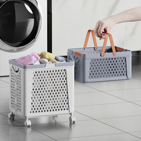 Nouveaux paniers à linge en plastique, paniers à linge pliables, paniers à linge pliables avec roulettes
