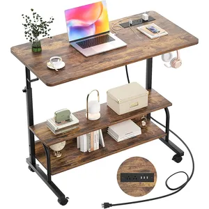 Height Adjustable Standing Desk with Power Outlets With wheels lifting movable learning desk bedside lazy table