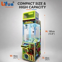 LIFUN Machine à griffes commerciale pour jouets, distributeur de jouets, jeu d'arcade à monnayeur/billets, lumières LED, garantie 1 an