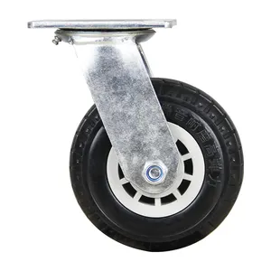 Staffa zincata nucleo in alluminio nero ruota in gomma ruota da lavoro ruota girevole ruota per rimorchio