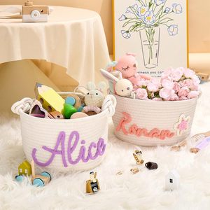 Panier de rangement en corde de coton Uionen DIY avec nom anglais pour les jouets, livres et magazines des enfants - Product Image 3