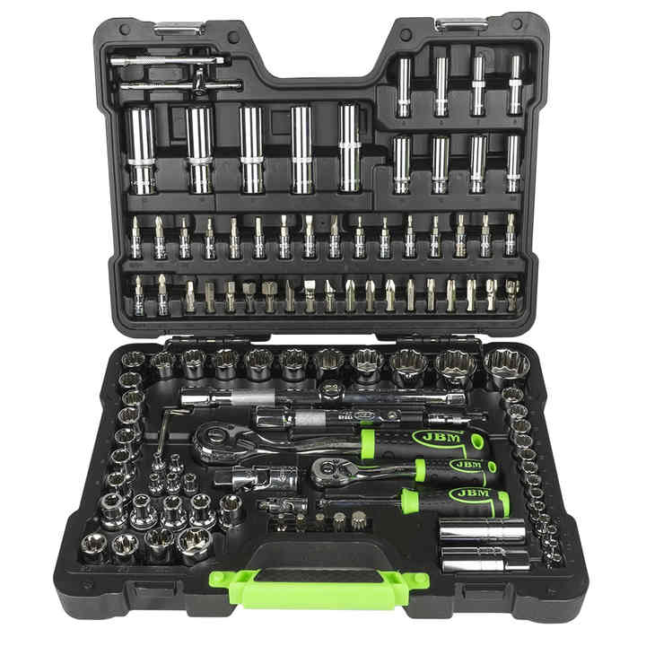 Chrome Finish Tool Case 113 Pieces Bihexagonal Sockets Impact Socket Set Hand Tool Sets for Repair Kit CR-V Material MOQ 1 Set