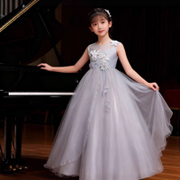 Gaun Panjang Putri Elegan untuk Anak Perempuan, Pakaian Formal untuk Pertunjukan Piano dan Pesta