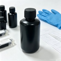 Flacon réactif en plastique HDPE noir opaque de 125 ml avec bouchon à vis, flacon rond pour échantillons, pour l'emballage de matières premières chimiques sensibles à la lumière