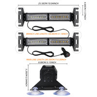 12V LED Auto Blitzlichter Windschutz scheibe Not blink lampen Weiß Gelb Blitz Auto Warn licht leiste Saugnäpfe montieren