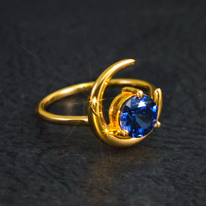 Anillo de Plata de Ley 925 de Alta Calidad con Baño de Oro Vermeil de 18K y Zafiro Azul Redondo de 1.5 Quilates y 2.5 Micras para Mujer y Hombre, Regalo de Aniversario - Product Image 2