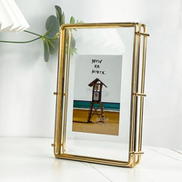 Marco de Fotos Metálico Dorado Geométrico Flotante con Moldura Decorativa para Mesa, Decoración del Hogar, Regalo, Venta al por Menor