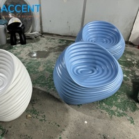 Fauteuil de salon moderne en fibre de verre à motif vague, chaise d'appoint spirale créative, canapé individuel Vortex pour décoration extérieure de jardin