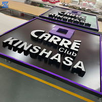 Enseigne lumineuse LED 3D en acrylique avec cadre en aluminium pour entreprise, logo de marque, lettres en relief éclairées par l'avant avec panneau de support en aluminium